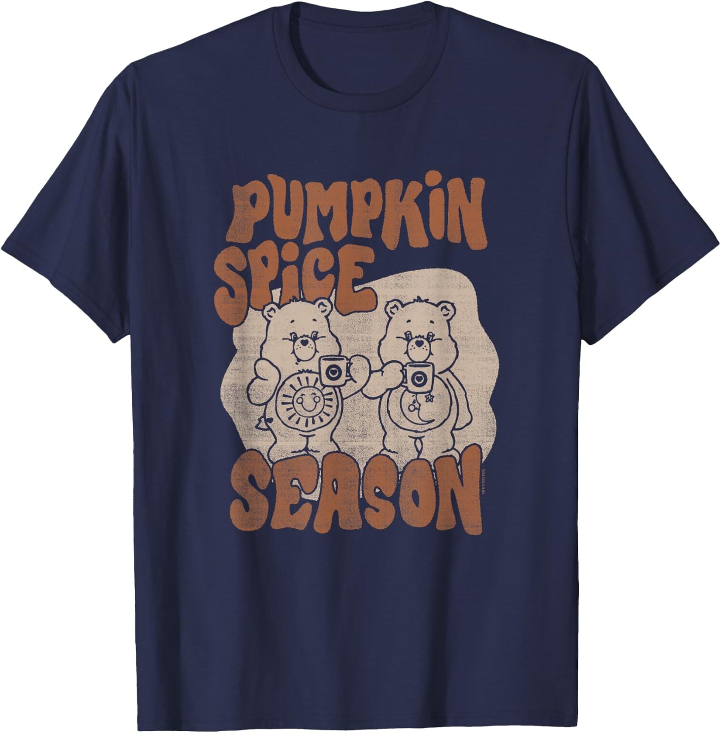 Care Bears Thanksgiving Vintage Pumpkin Spice Season Duo T-Shirt - T-Shirt | Navy
