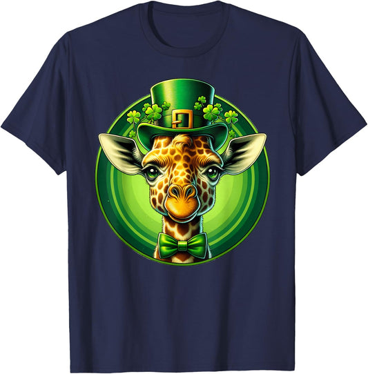 Funny Leprechaun Giraffe St Patricks Day Kids Men Women T-Shirt - T-Shirt | Navy