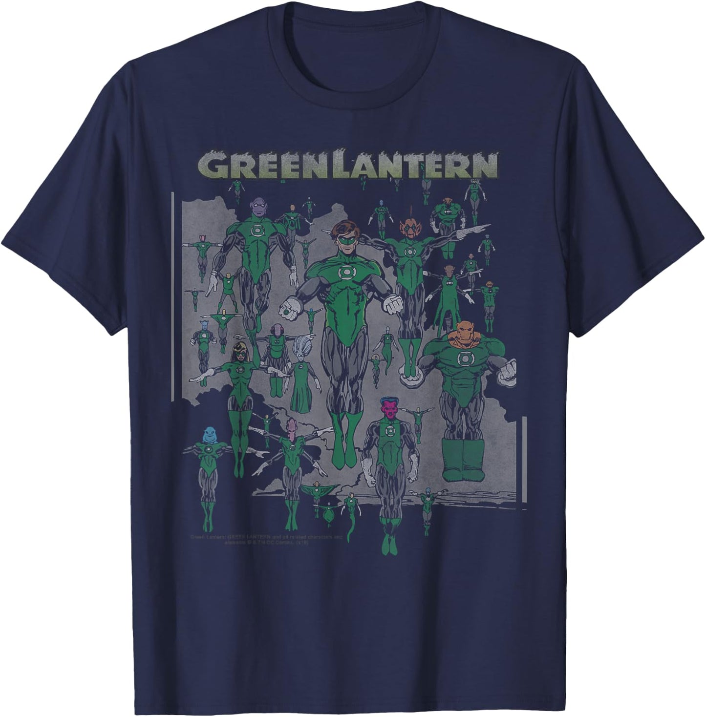 DC Comics The Green Lantern Green Group T-Shirt - T-Shirt | Navy