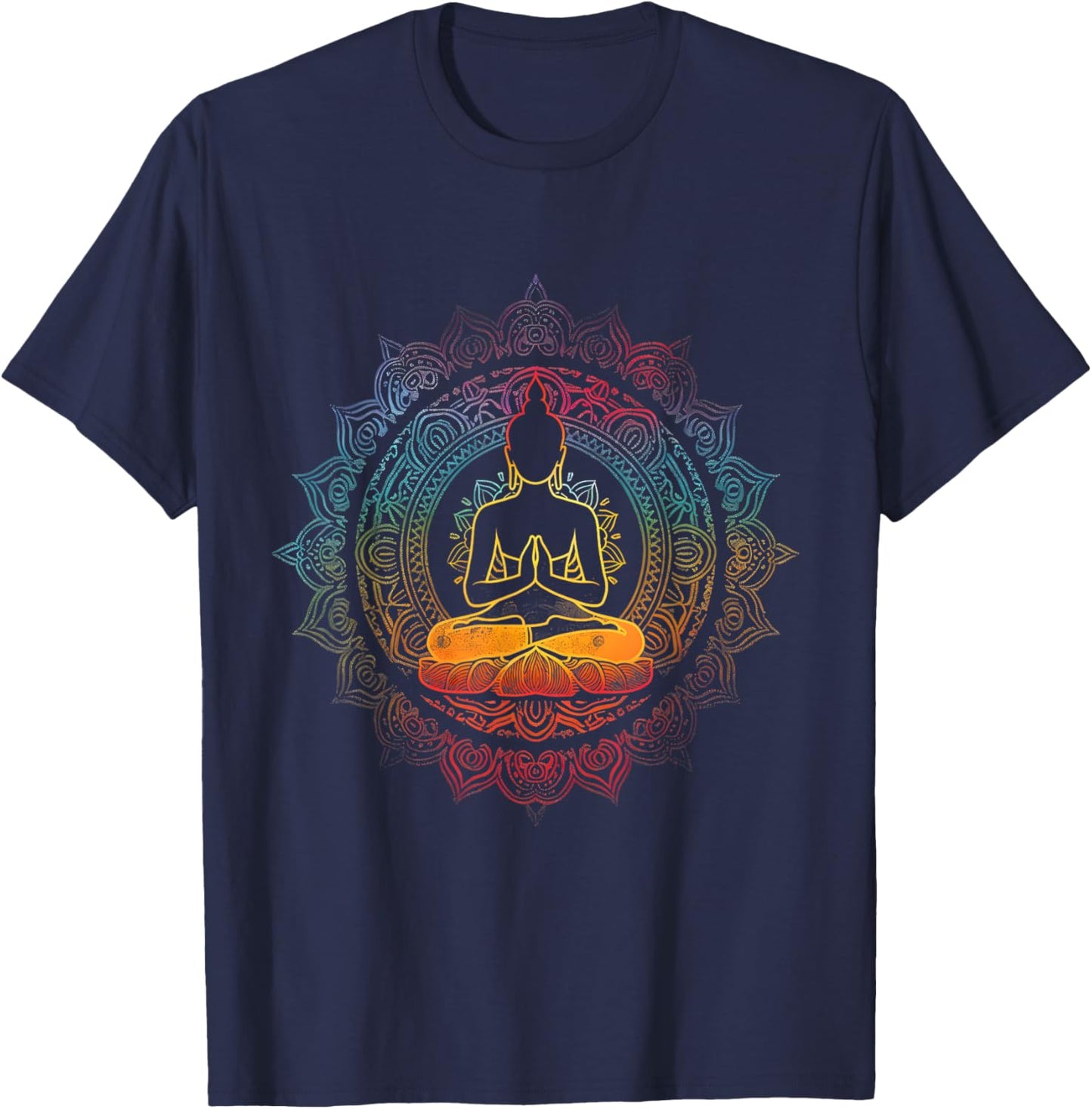 Zen Buddha Meditation Mandala Spiritual Buddhist Hindu T-Shirt - T-Shirt | Navy