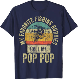 My Favorite Fishing Buddies Call Me Pop Pop Shirt Fisherman T-Shirt - T-Shirt | Navy