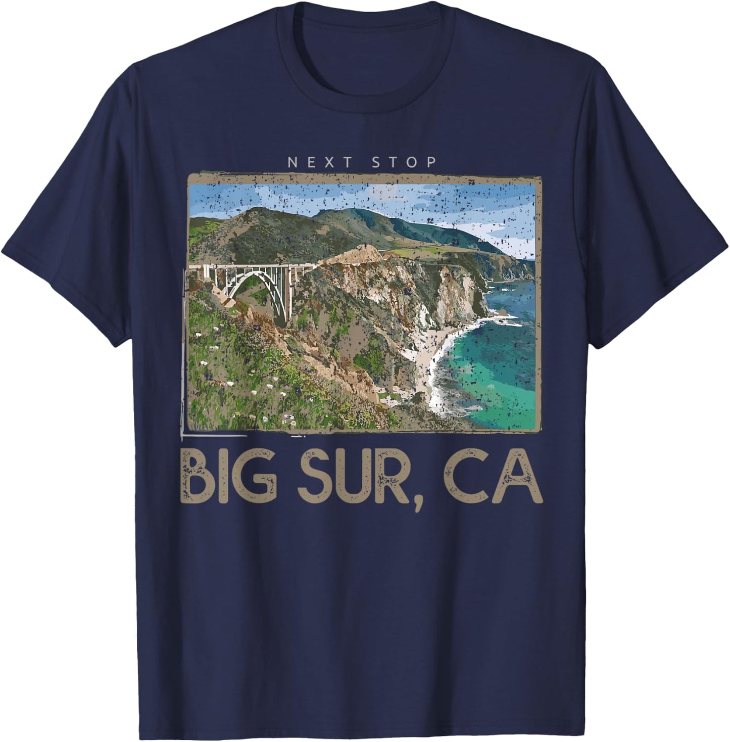 Big Sur, CA Next Stop Vintage T-Shirt - T-Shirt | Navy