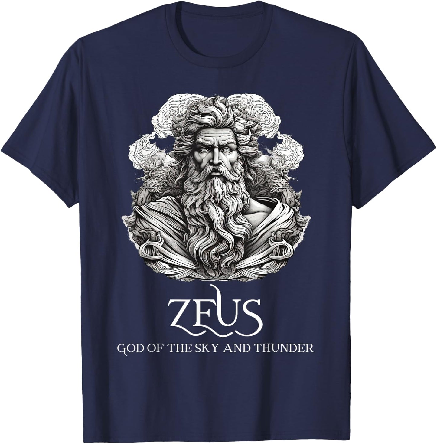 Zeus God of the The Sky & Thunder Greek Mythology Philosophy T-Shirt - T-Shirt | Navy