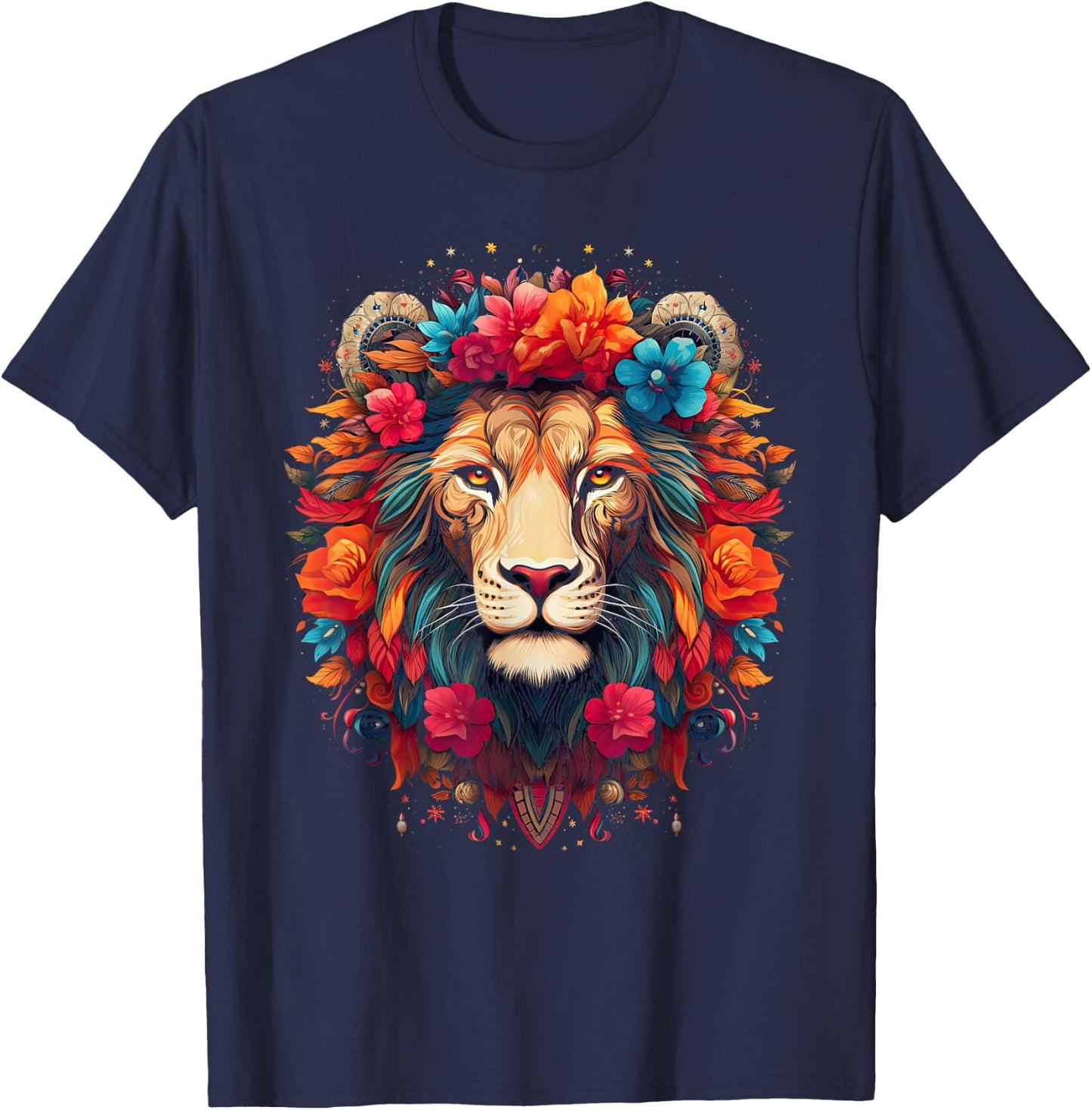 Lion colorful lions From Africa Day of the Dead T-Shirt - T-Shirt | Navy