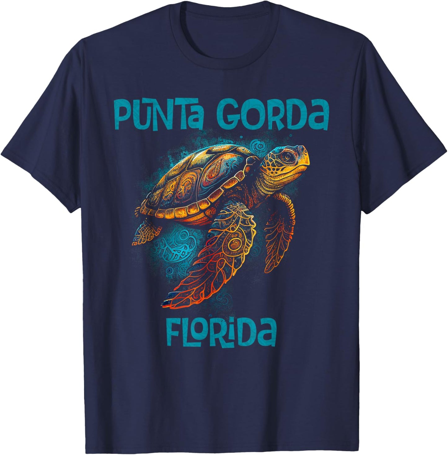 Punta Gorda Florida FL Retro Vintage Beach Sea Turtle T-Shirt - T-Shirt | Navy