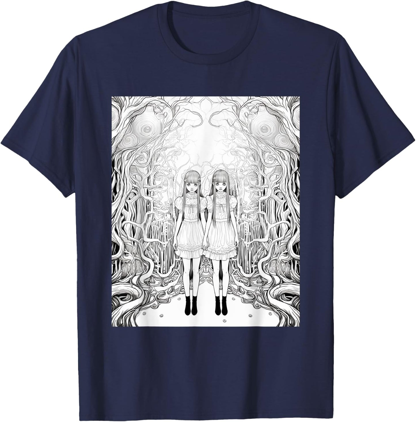 Manga Anime Demon Girl Beauty Horror T-Shirt - T-Shirt | Navy