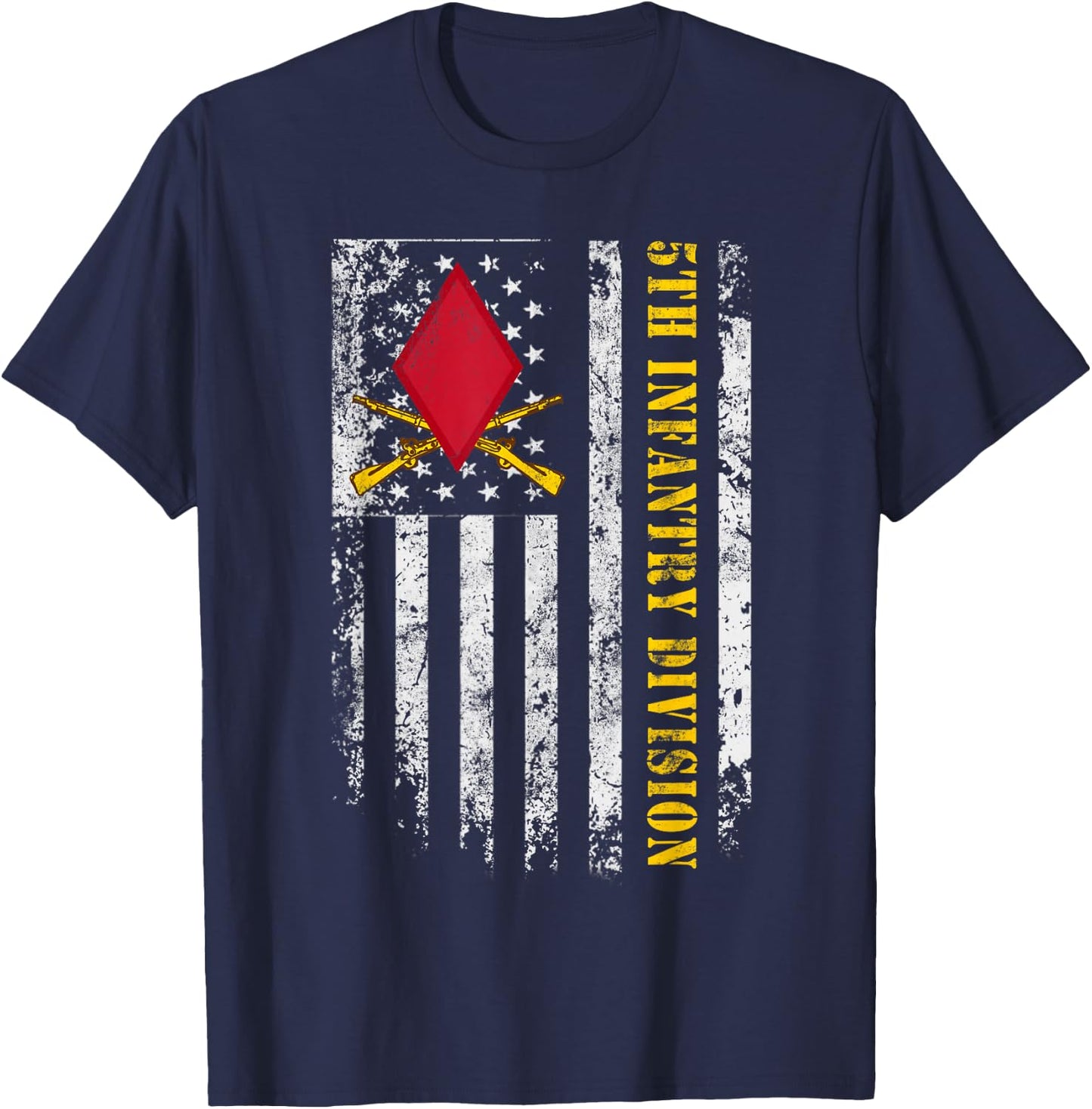 5th Infantry Division "Red Diamond" Shirt Flag Veterans Day T-Shirt - T-Shirt | Navy