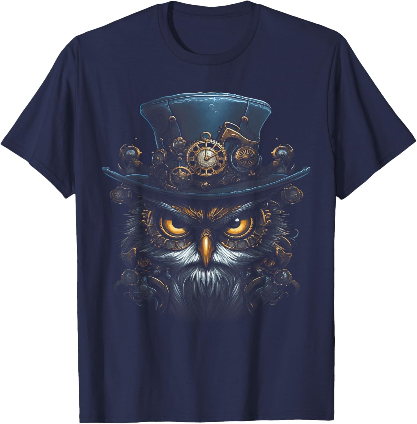 Steampunk Mechanical owl Victorian Bird T-Shirt - T-Shirt | Navy