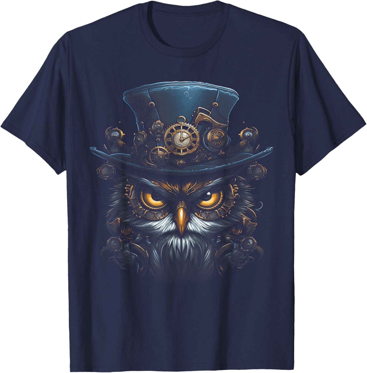 Steampunk Mechanical owl Victorian Bird T-Shirt - T-Shirt | Navy