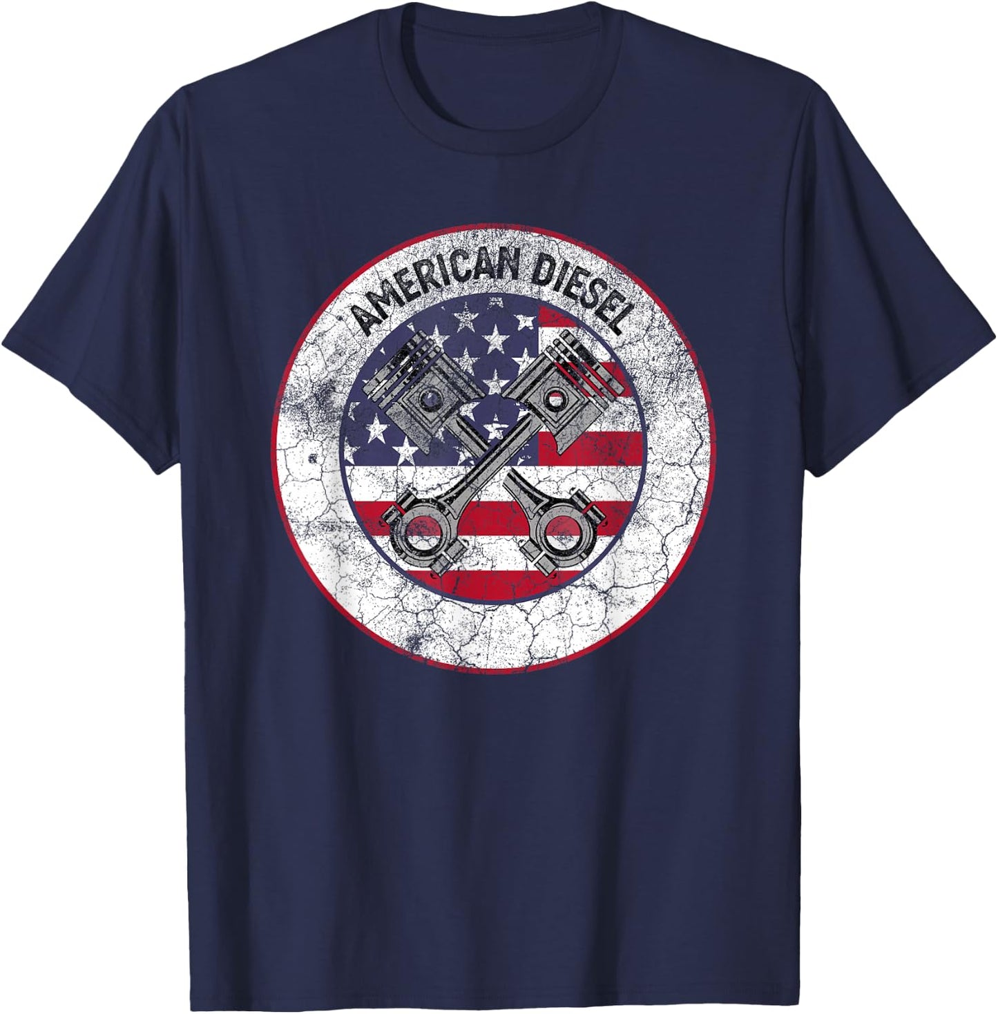 American Diesel Flag Vintage Diesel Mechanic Smoke Trucks T-Shirt - T-Shirt | Navy