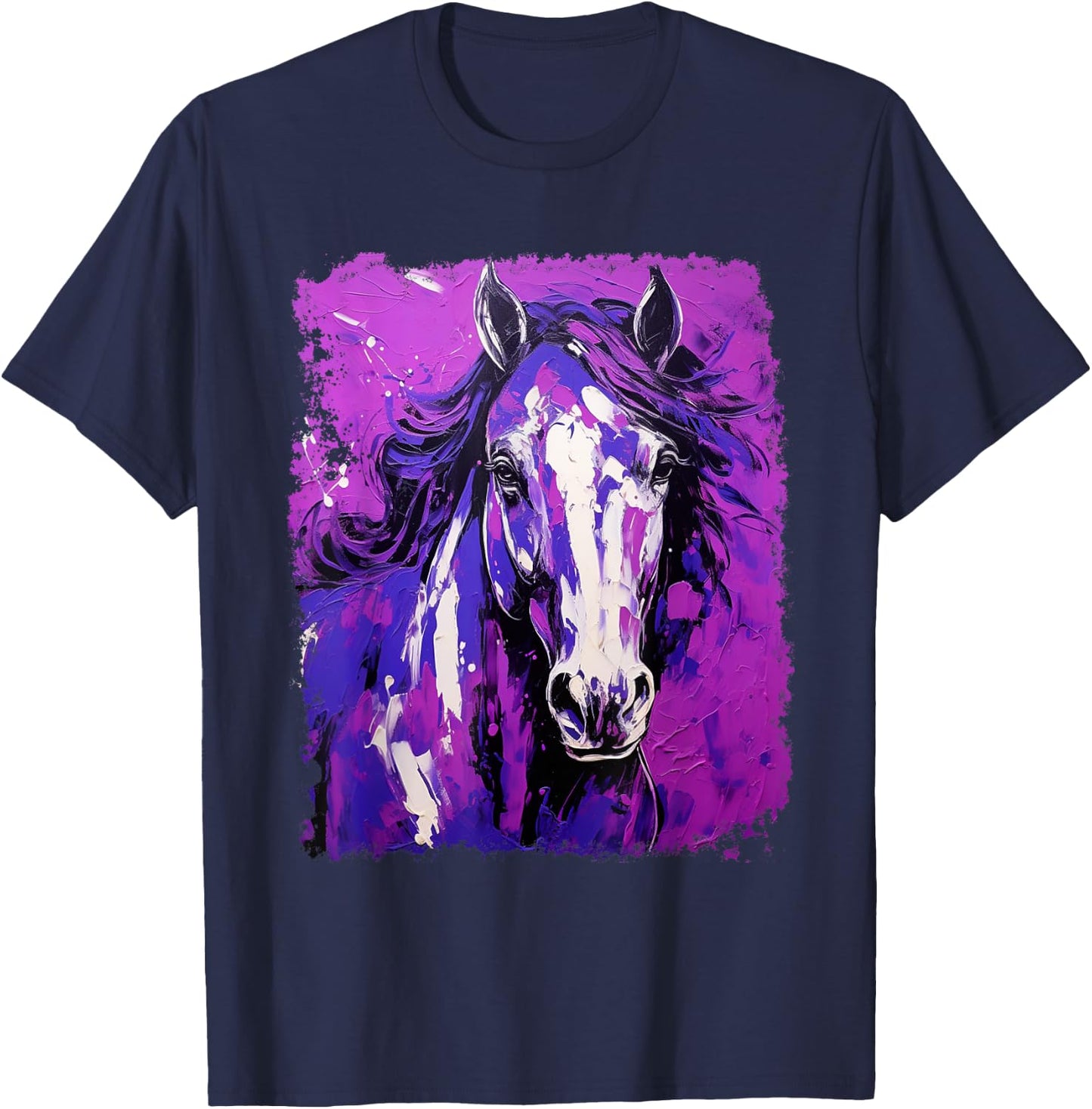 Farm Animal Purple Horse T-Shirt - T-Shirt | Navy