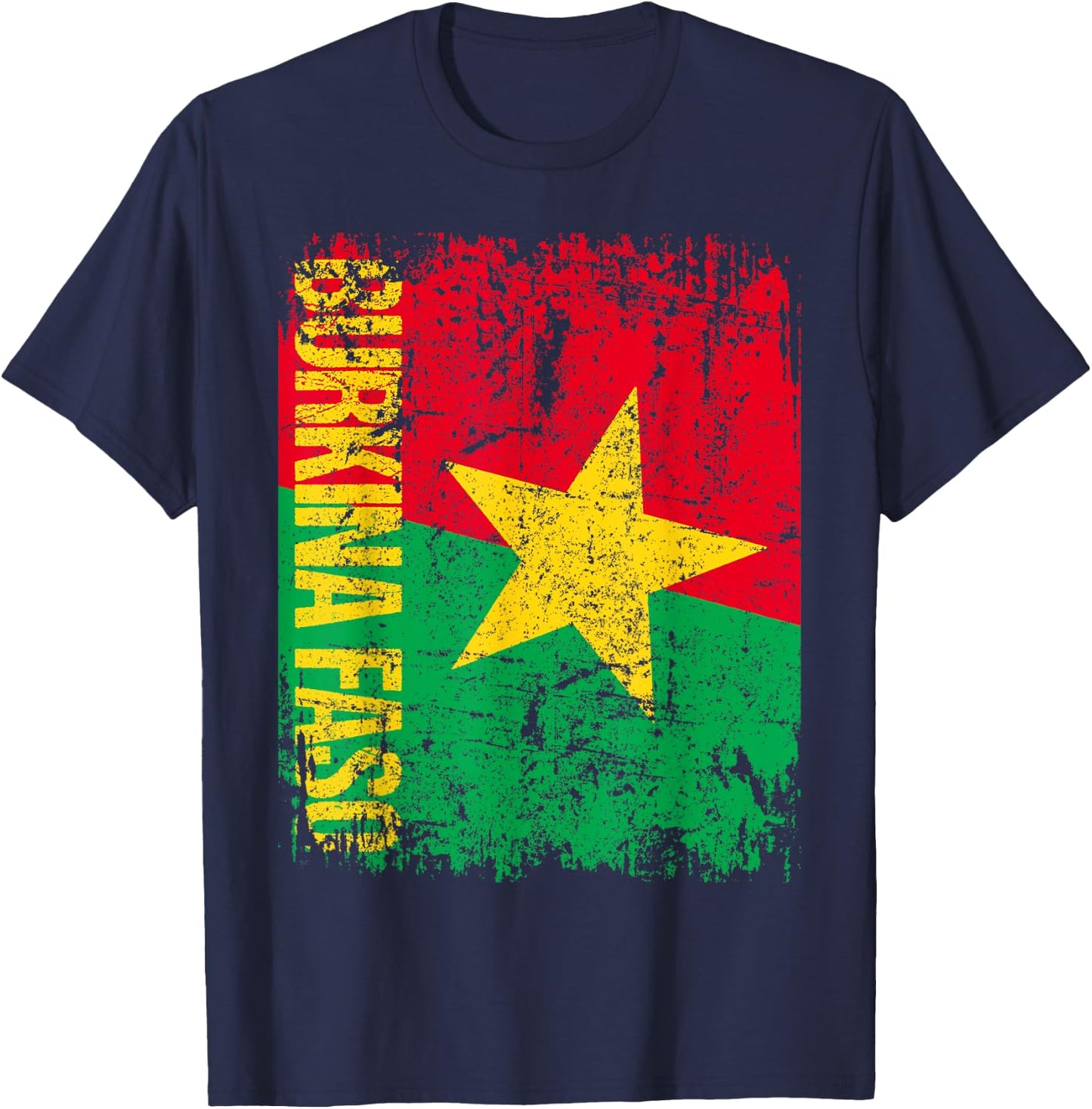 BURKINA FASO Flag Vintage Distressed BURKINA T-Shirt - T-Shirt | Navy