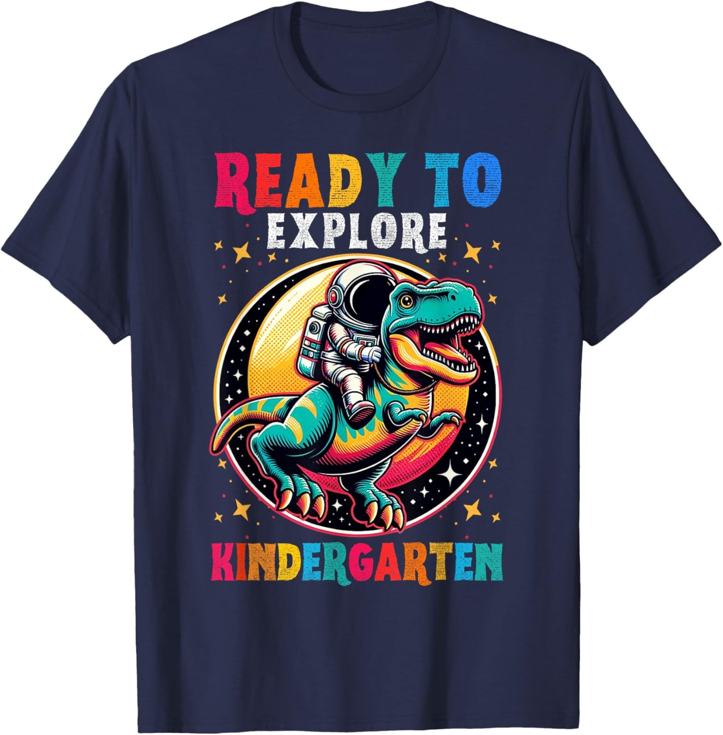 Kids Back to School Kindergarten Astronaut Dinosaur boys T-Shirt - T-Shirt | Navy