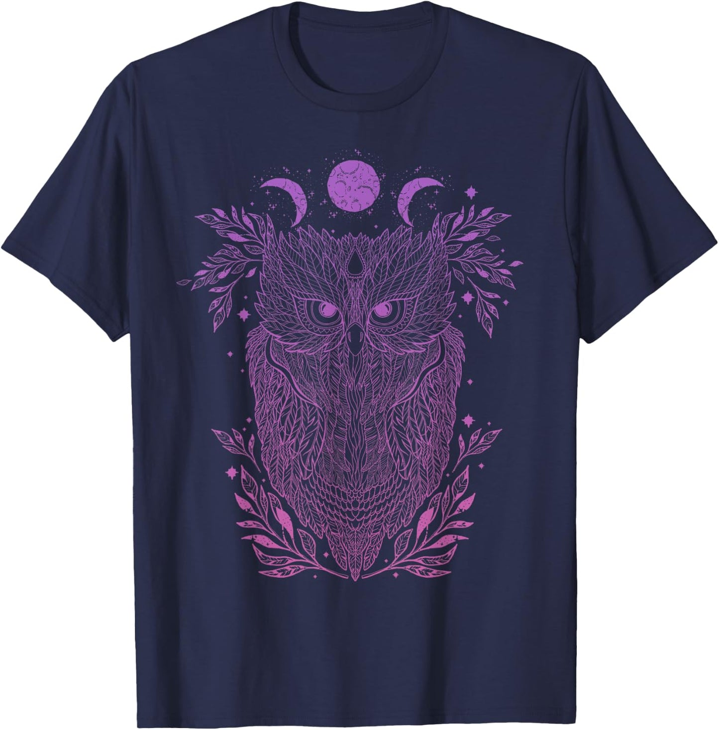 Geometric Night Owl Abstract Art Silhouette Psychedelic Gift T-Shirt - T-Shirt | Navy