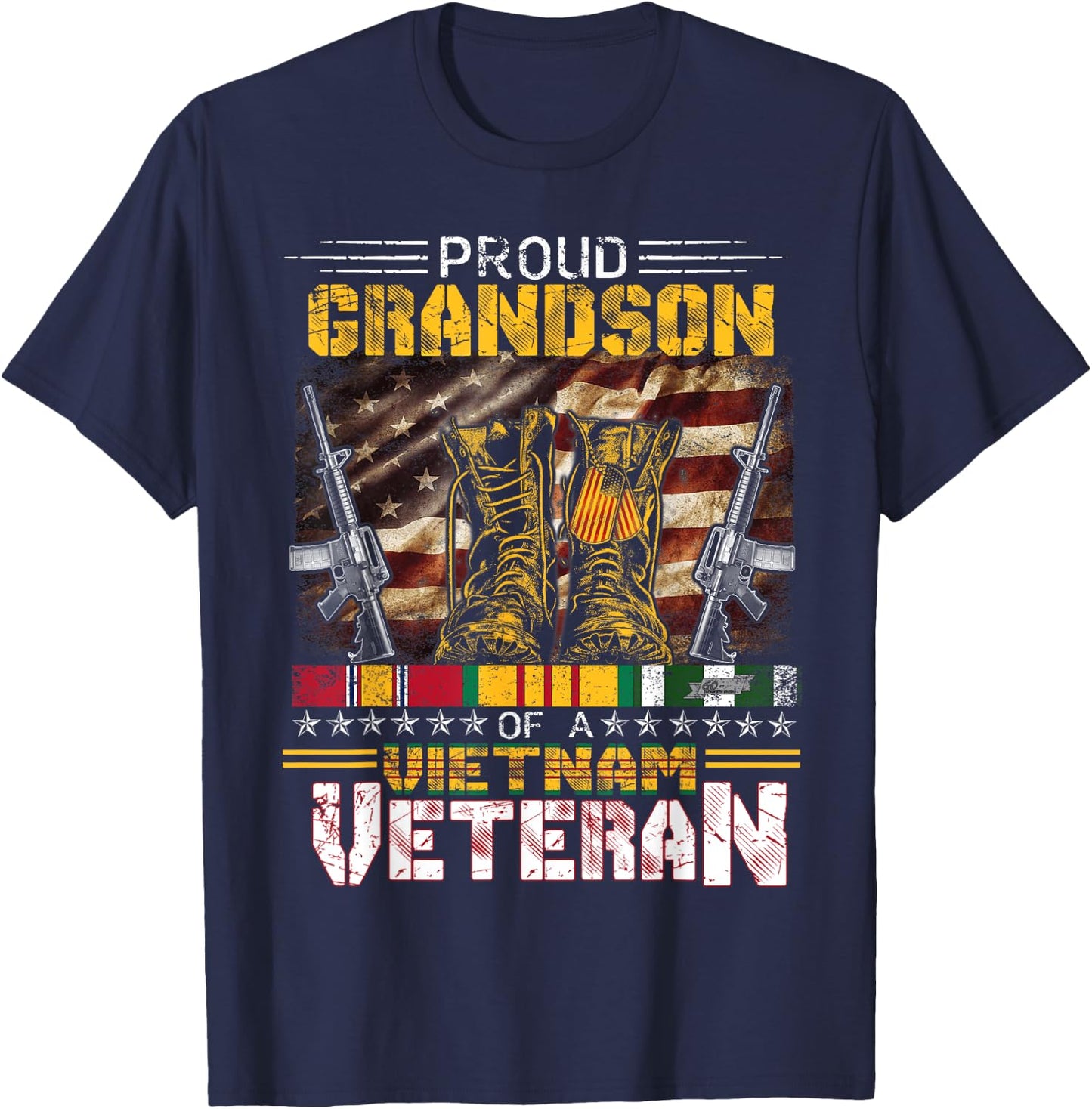 Proud Grandson Of A Vietnam Veteran Shirt | Vietnam War Vet T-Shirt - T-Shirt | Navy