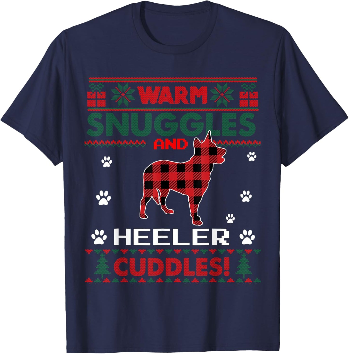 Heeler Dog Lover Christmas Pajama Shirt Xmas Ugly Christmas T-Shirt - T-Shirt | Navy