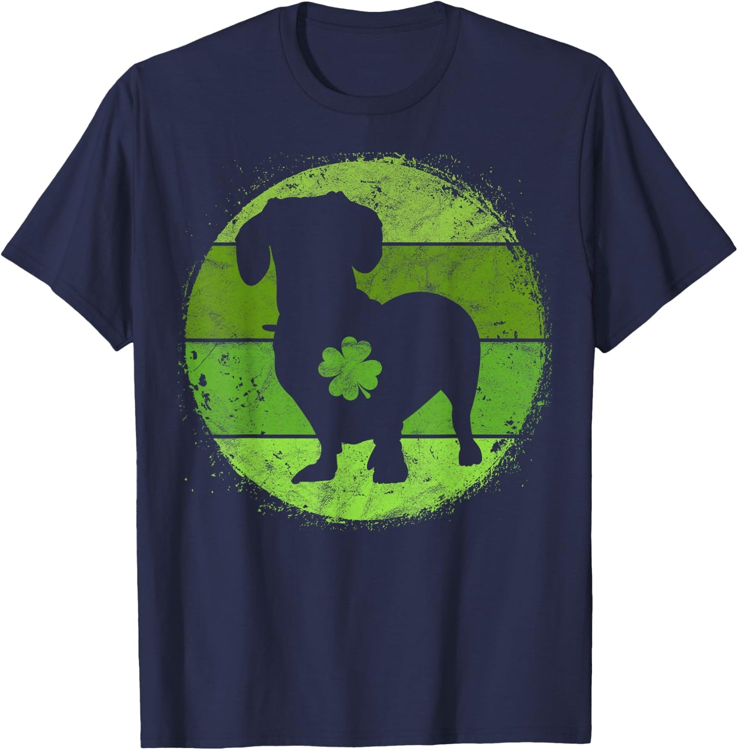 Circular Dachshund Irish Shamrock Doxie St Patricks Day T-Shirt - T-Shirt | Navy