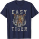 Easy Tiger Distressed Casual-Chic Graphic Small T-Shirt - T-Shirt | Navy