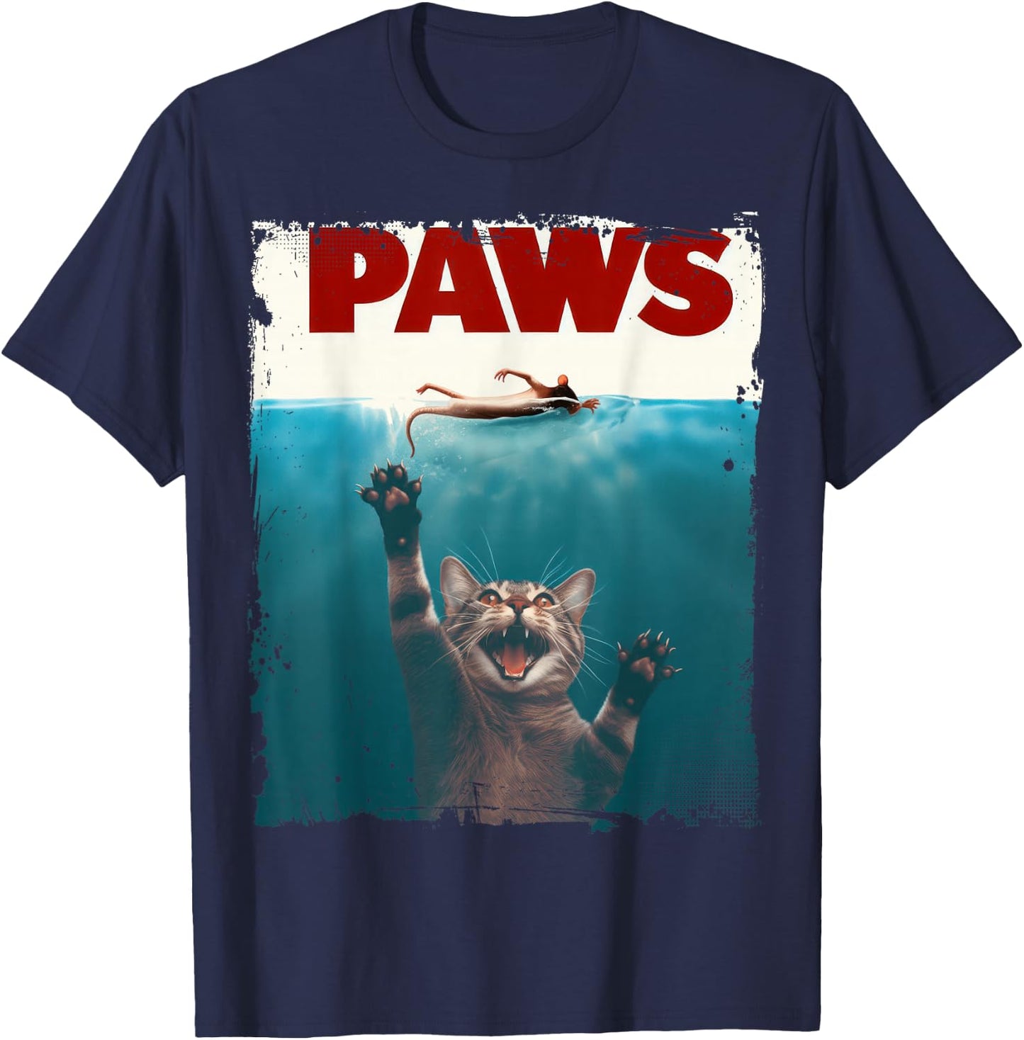 Paws Kitten Meow Parody Funny Cat Lover Gifts Cute Cat T-Shirt - T-Shirt | Navy