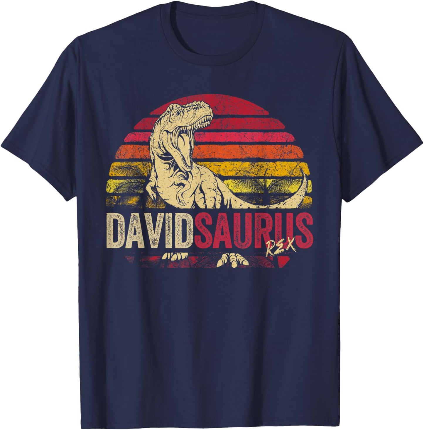 David Saurus Funny Personalized Dinosaur T Rex Boys Name T-Shirt - T-Shirt | Navy