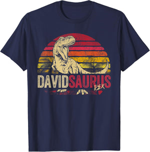 David Saurus Funny Personalized Dinosaur T Rex Boys Name T-Shirt - T-Shirt | Navy