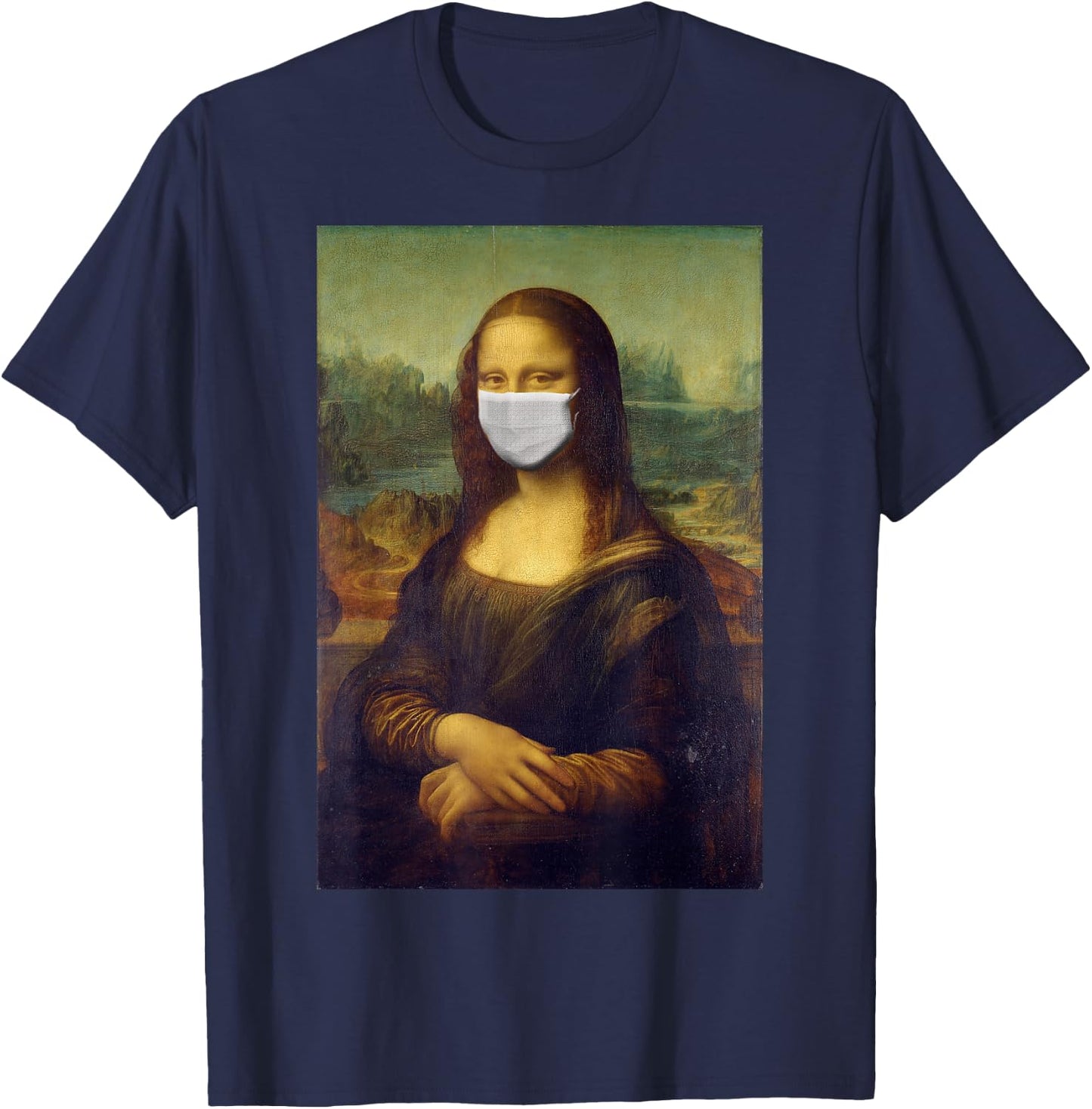 Mona Lisa Face Mask T-Shirt - T-Shirt | Navy
