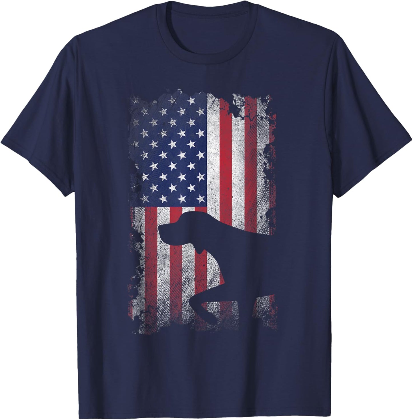 Patriotic German Shorthaired Pointer American Flag GSP Dog T-Shirt - T-Shirt | Navy
