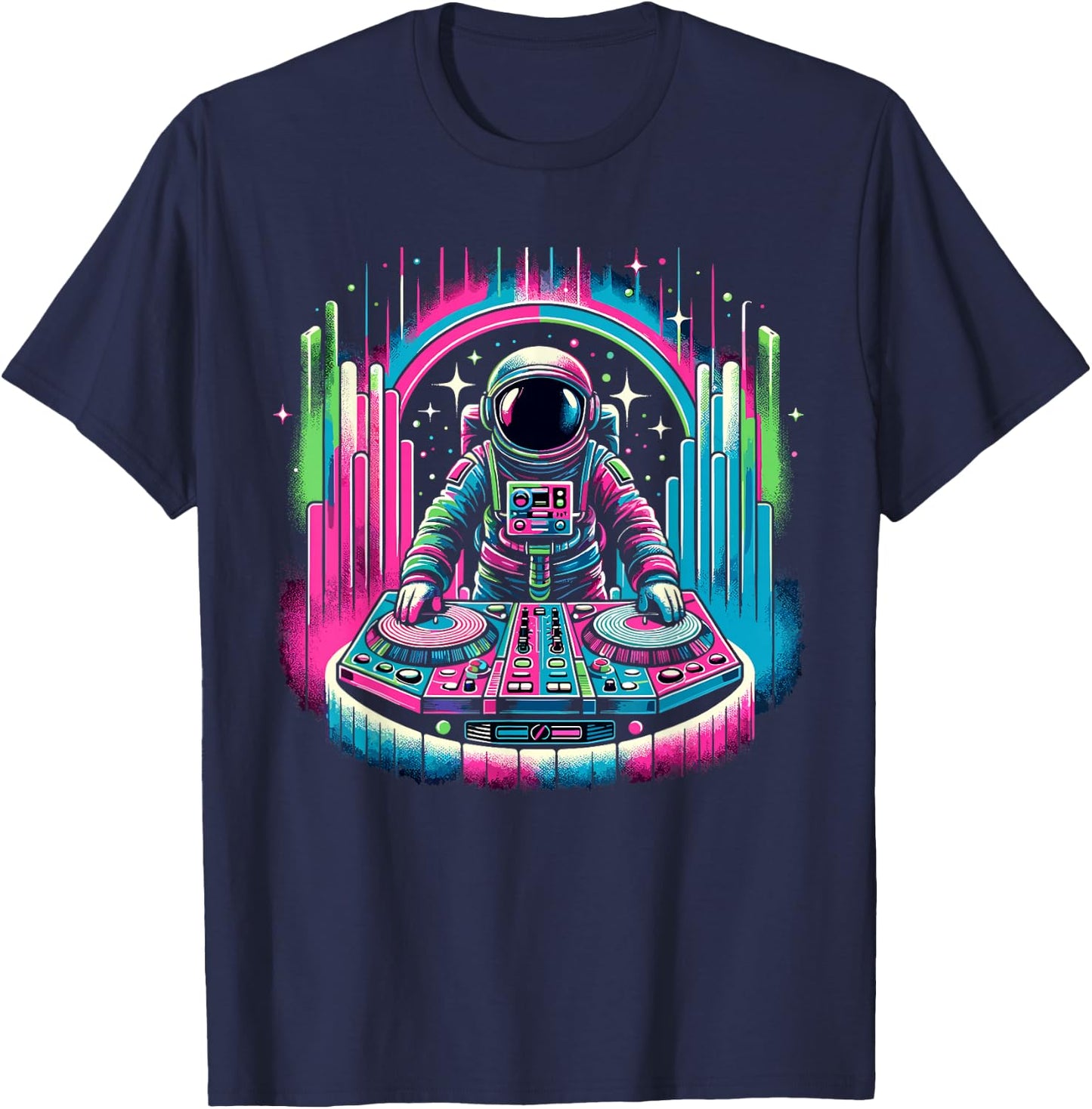 Retro Astronaut DJ Men Women Kids Funny Astronaut T-Shirt - T-Shirt | Navy