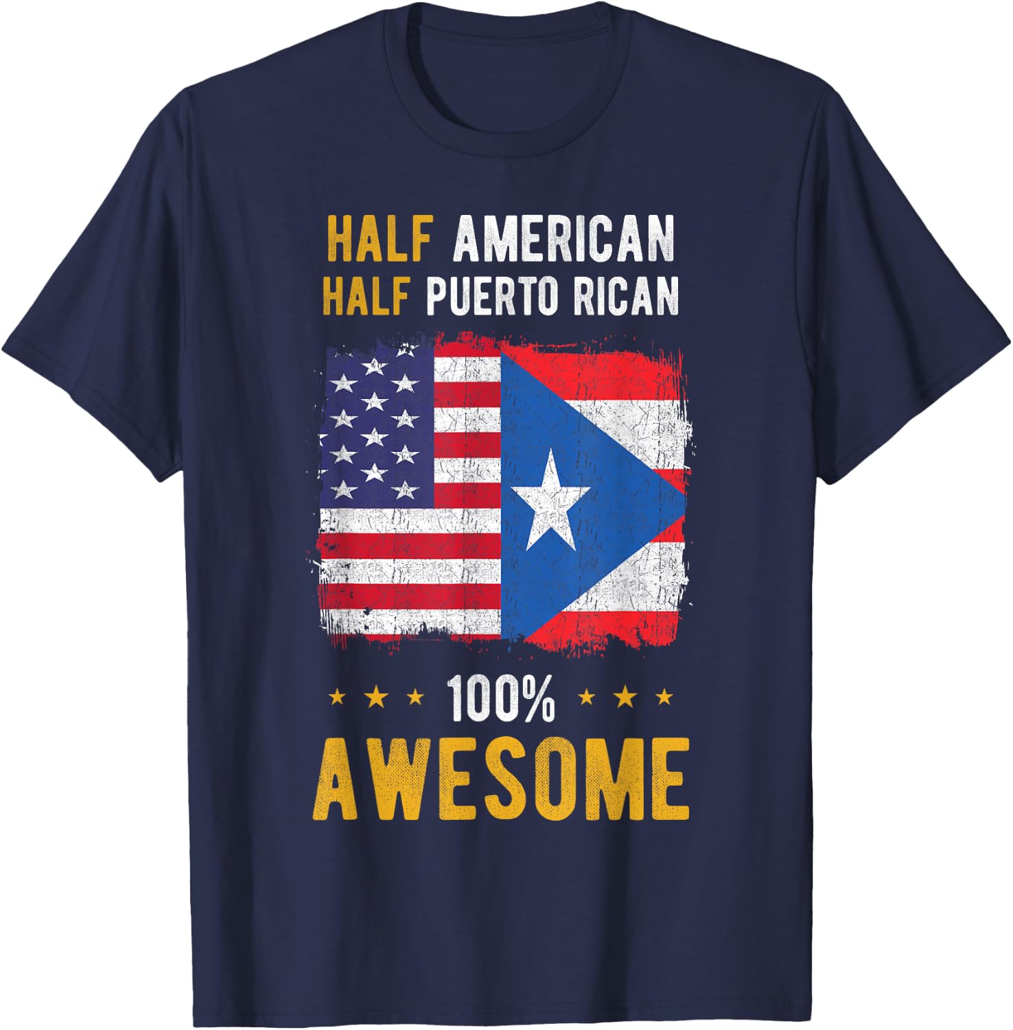 American Puerto Rican Flag - Half American Half Puerto Rican T-Shirt - T-Shirt | Navy