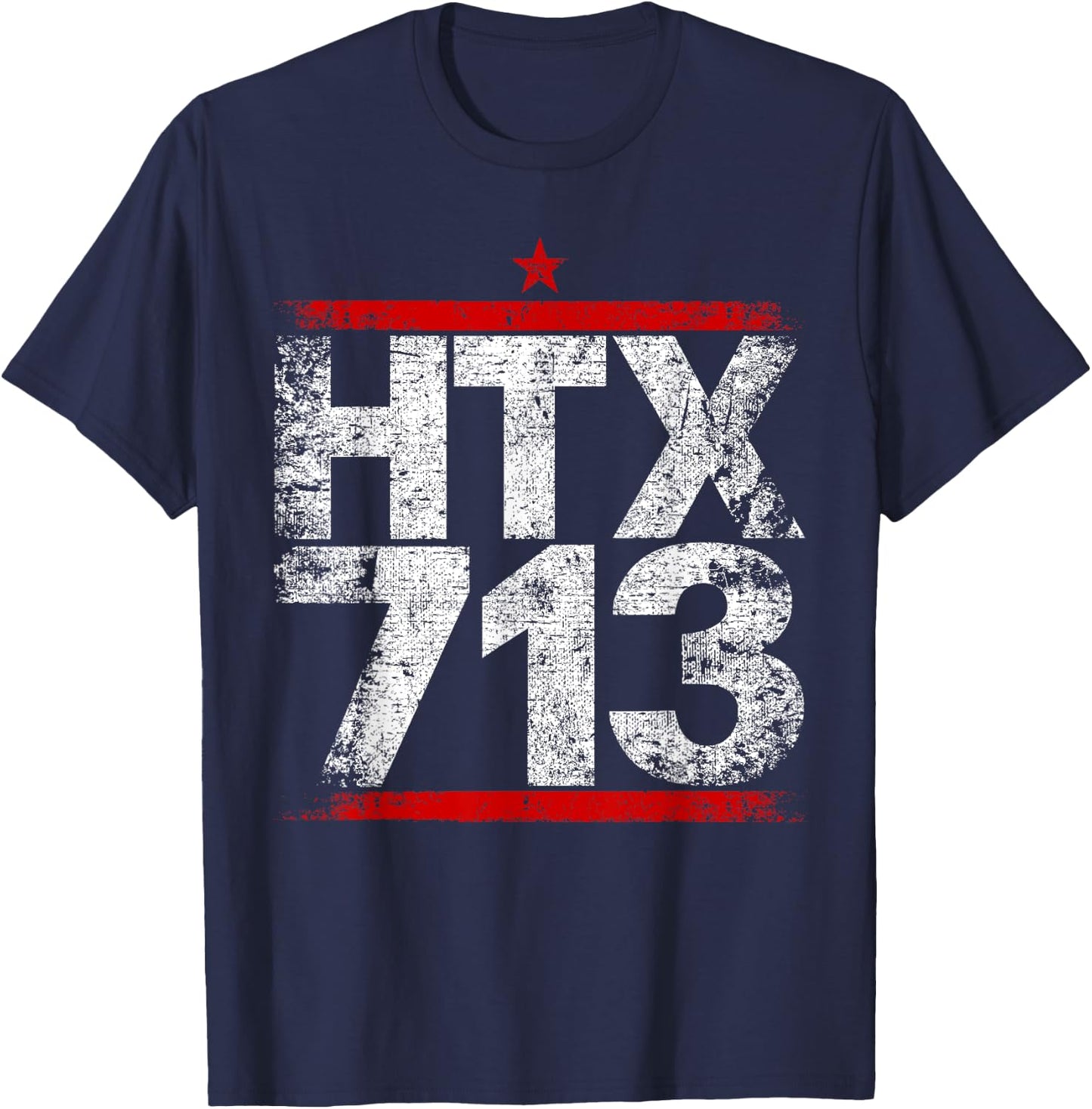HTX 713 Houston Strong H-Town Distressed Vibe Houston Texas T-Shirt - T-Shirt | Navy
