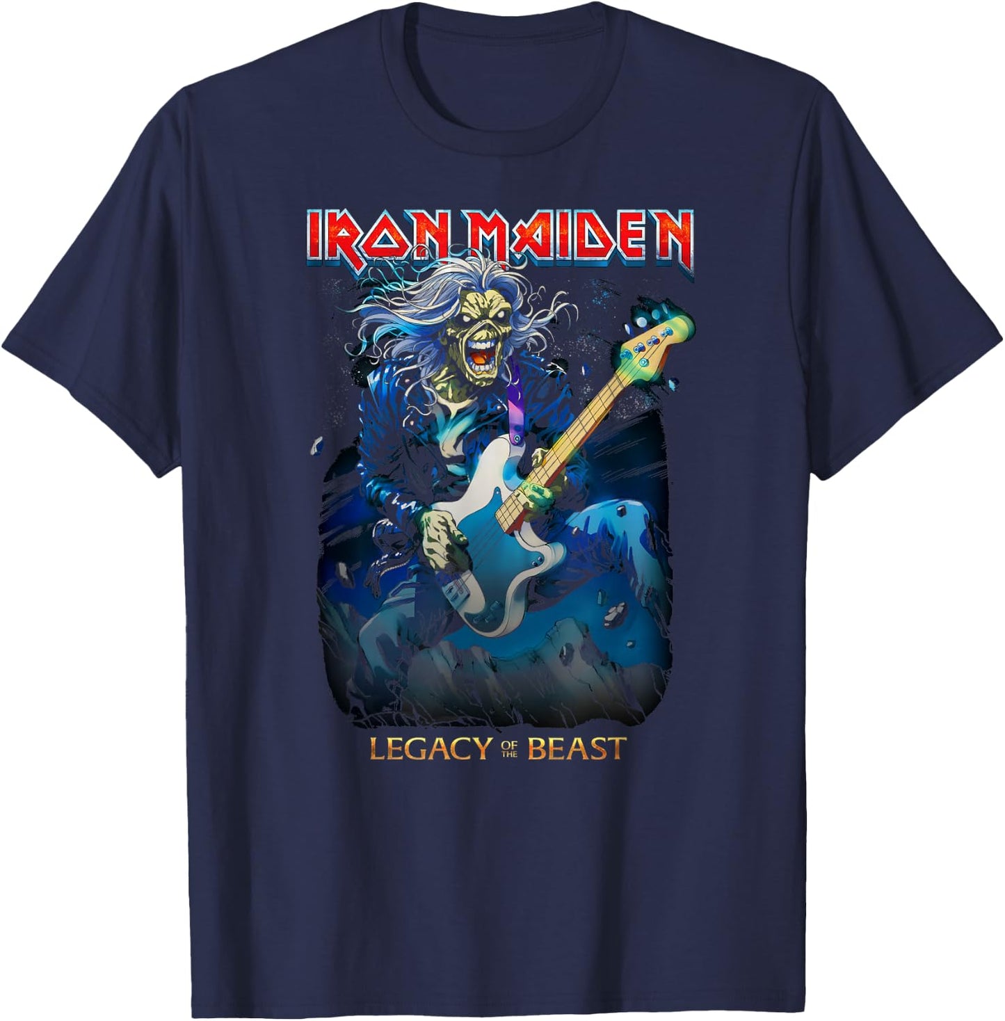 Iron Maiden - Eddie On Bass Small T-Shirt - T-Shirt | Navy