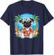 Funny Pug Summer Hawaiian Vibes Tropical Beach Women T-Shirt - T-Shirt | Navy