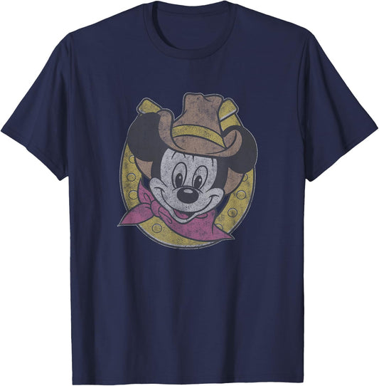 Disney Mickey Cowboy Classic Horseshoe Hat T-Shirt - T-Shirt | Navy