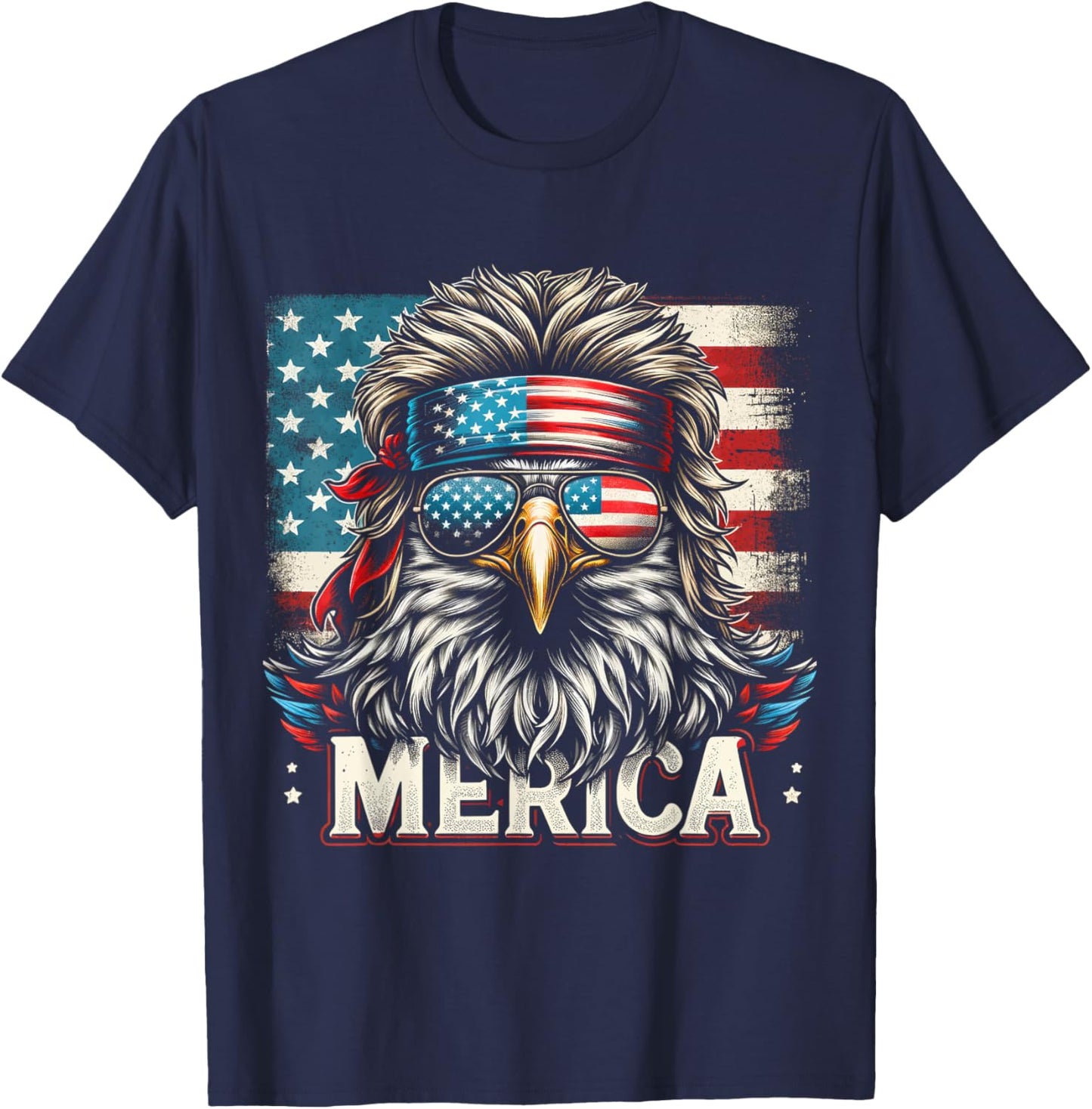 4th of July Patriotic Funny Eagle July 4th USA Merica T-Shirt - T-Shirt | Navy