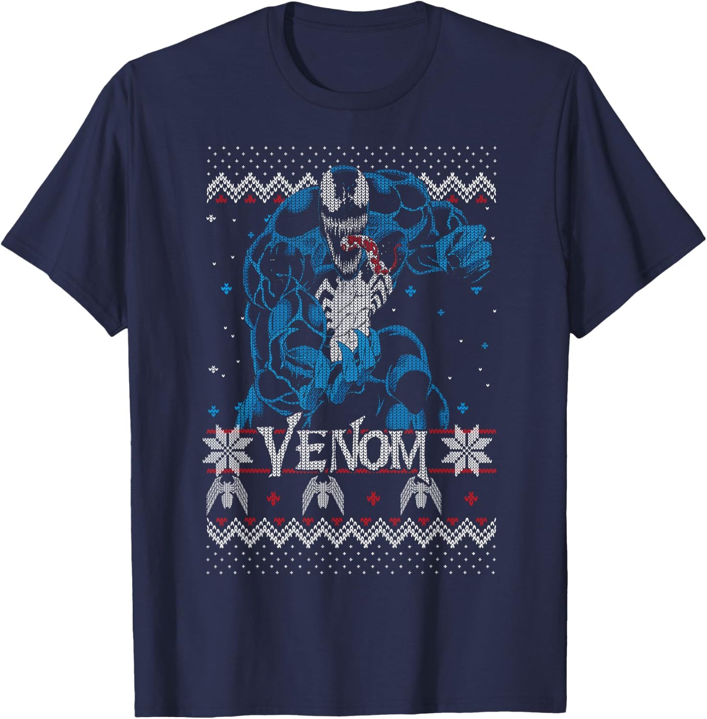 Marvel Christmas Venom Ugly Sweater T-Shirt - T-Shirt | Navy