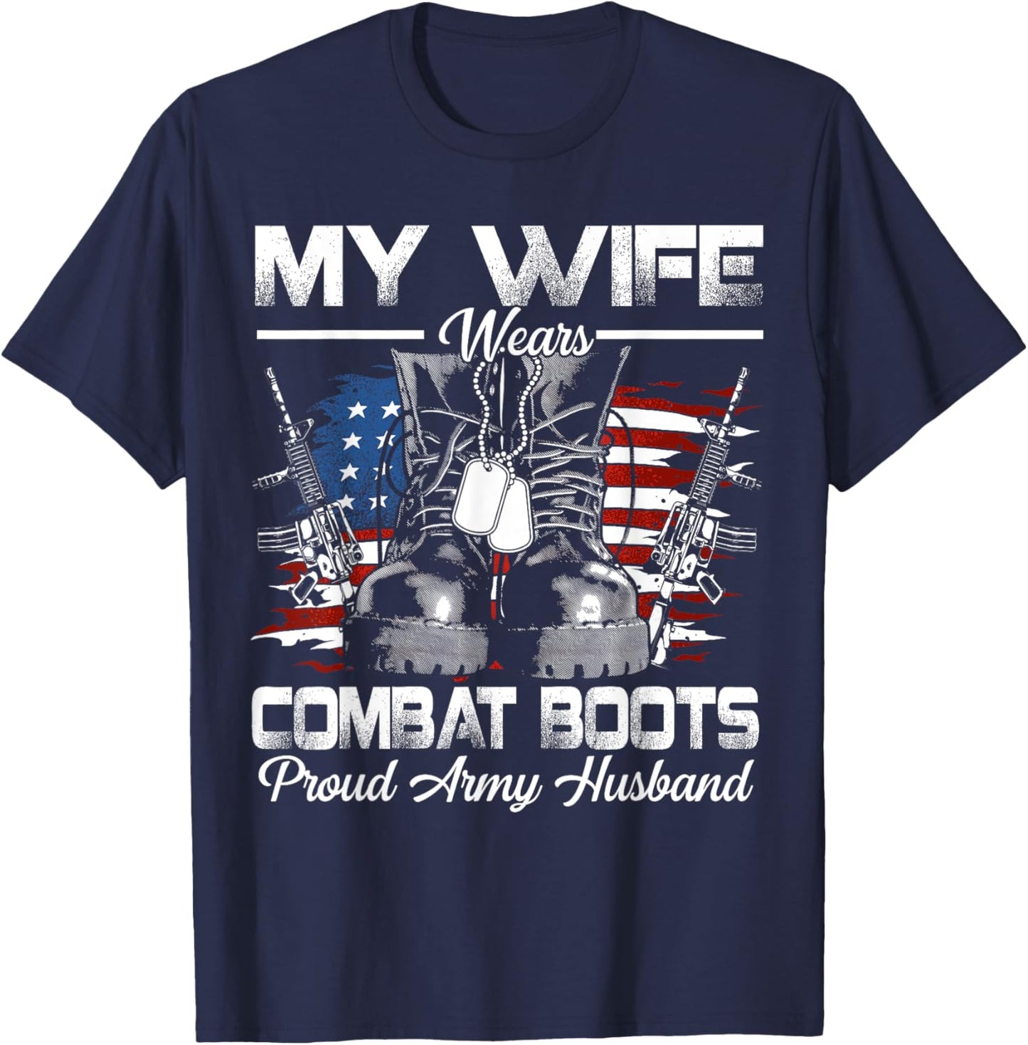 Proud Army Husband Veteran Wife T-Shirt - T-Shirt | Navy