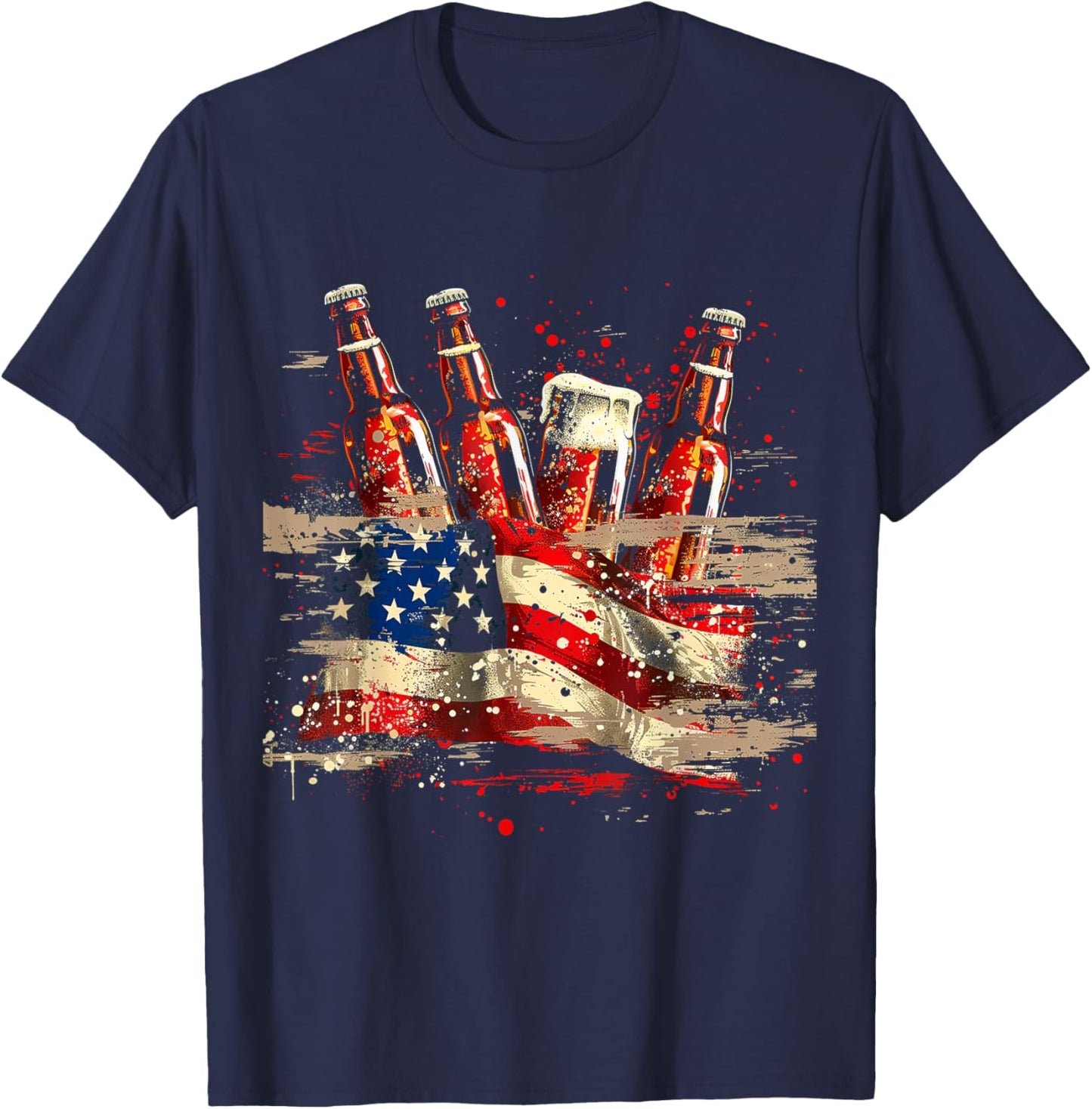 American Flag Beer T-Shirt - T-Shirt | Navy