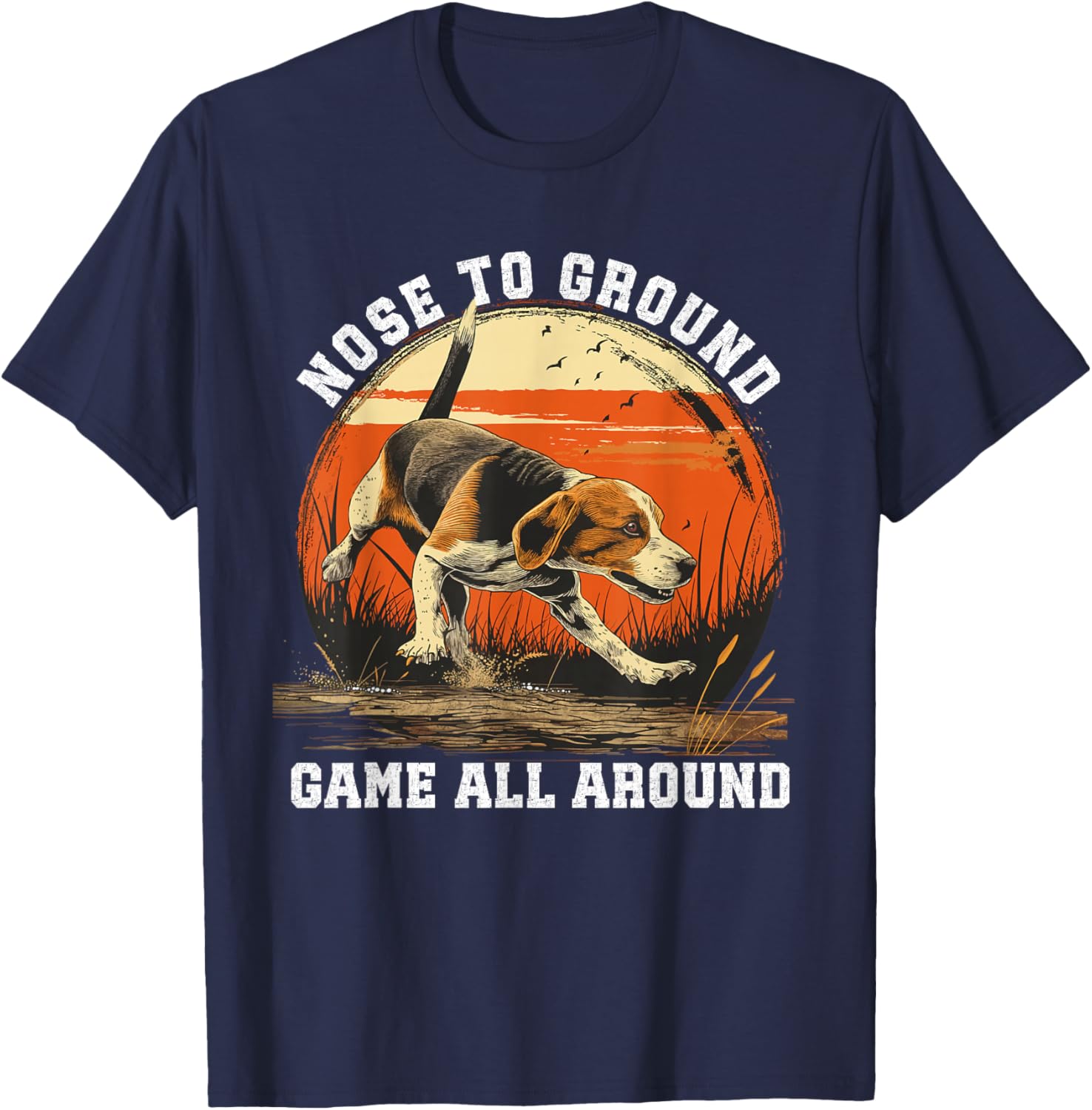 Dog Hunter Nose To Ground Beagle Hunting T-Shirt - T-Shirt | Navy