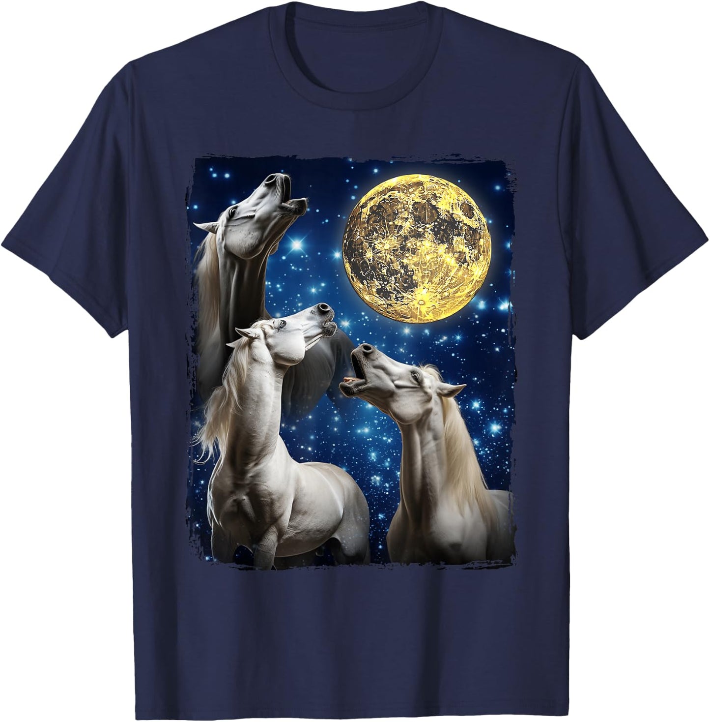 Horses Howling At The Moon T-Shirt - T-Shirt | Navy