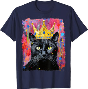 King Queen Black Cat T-Shirt - T-Shirt | Navy