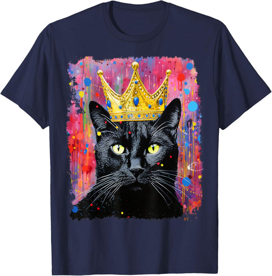 King Queen Black Cat T-Shirt - T-Shirt | Navy
