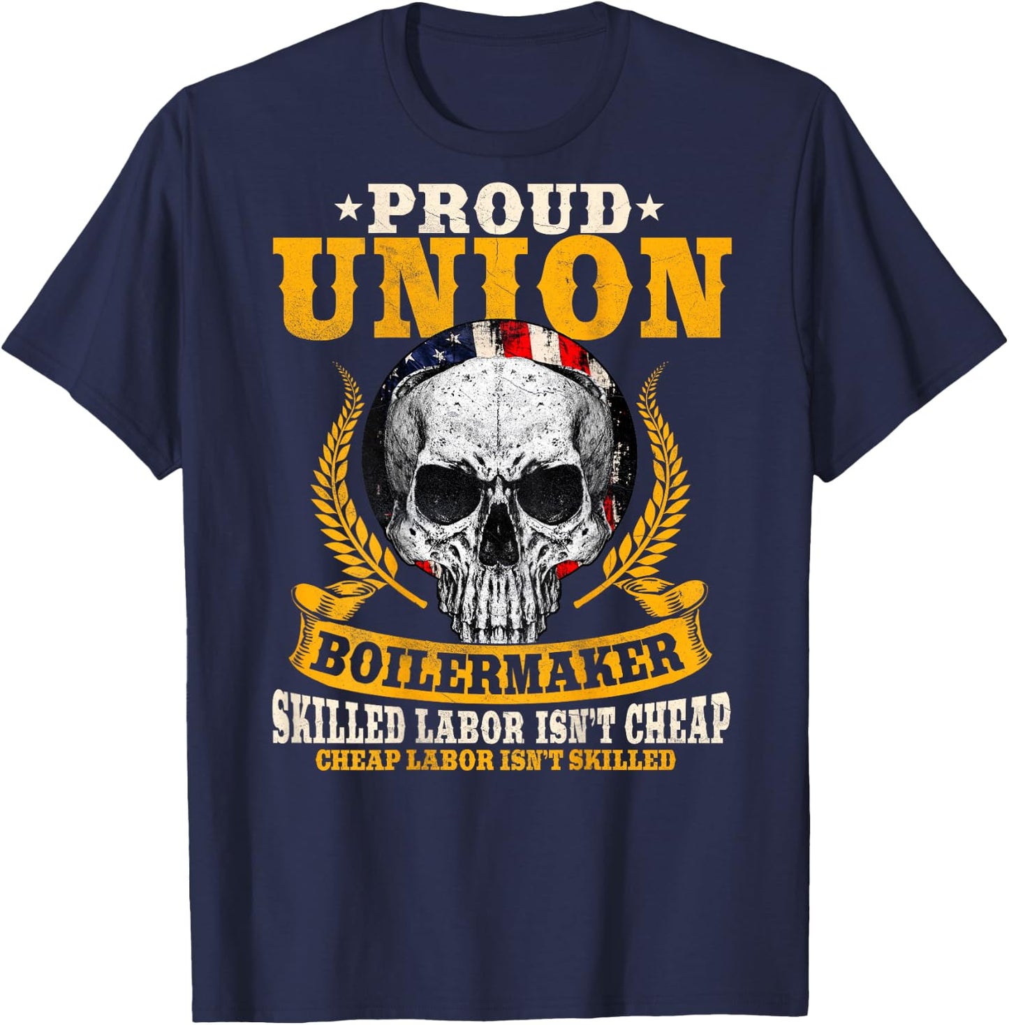 Union Boilermaker Design On Back Of Clothing T-Shirt - T-Shirt | Navy