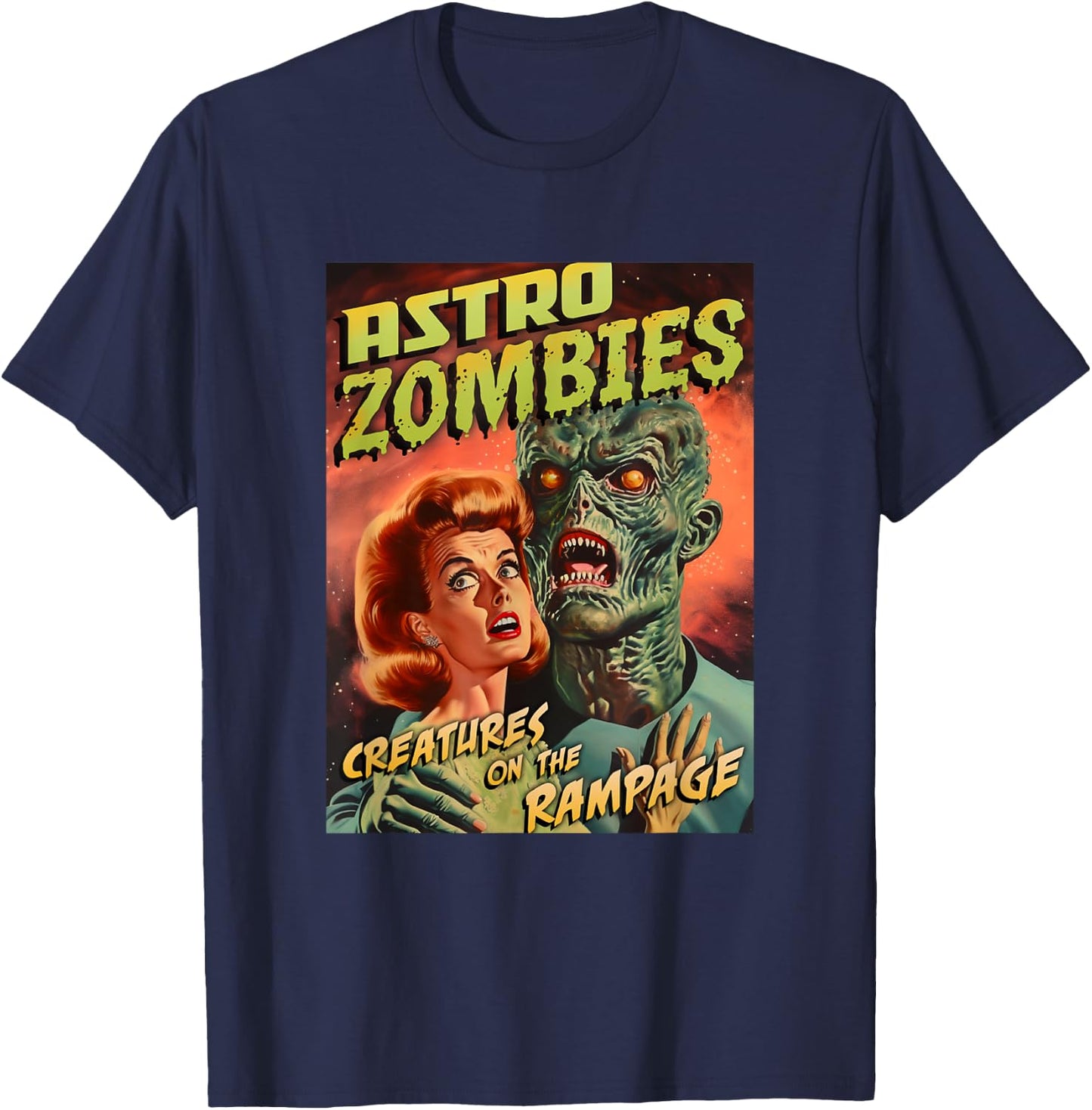 Astro Zombies 1950s Horror Comic Cover T-Shirt - T-Shirt | Navy