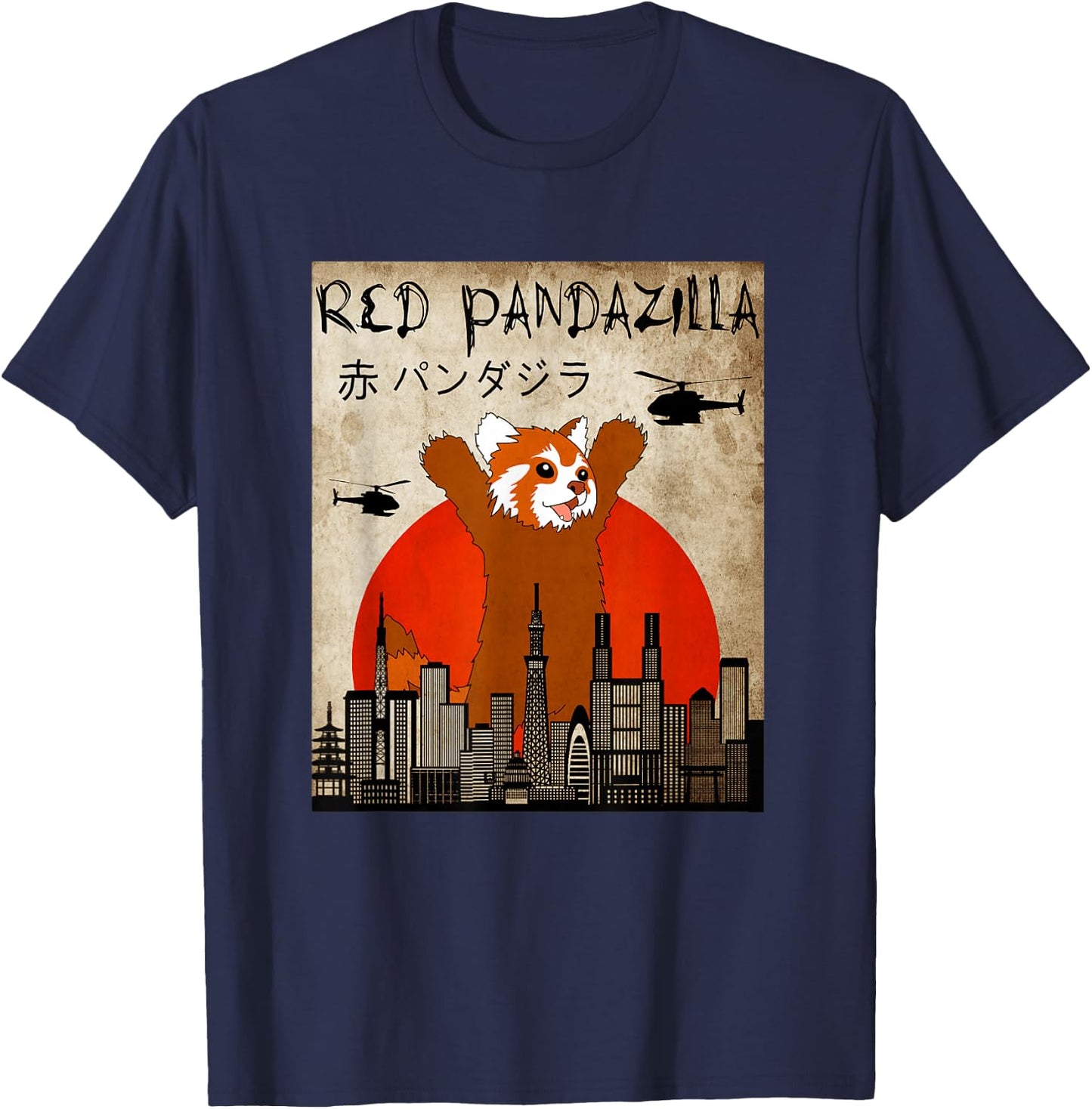 For Red Panda lover . Funny Red Pandazilla T-Shirt - T-Shirt | Navy