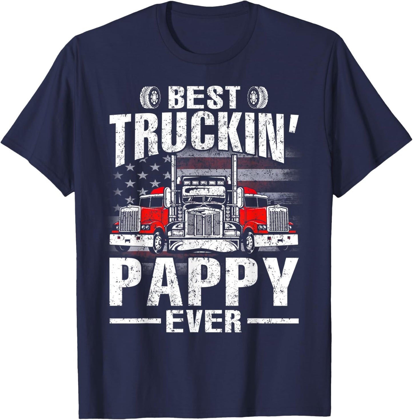 Best Truckin' Pappy Ever USA Flag Men T-Shirt - T-Shirt | Navy