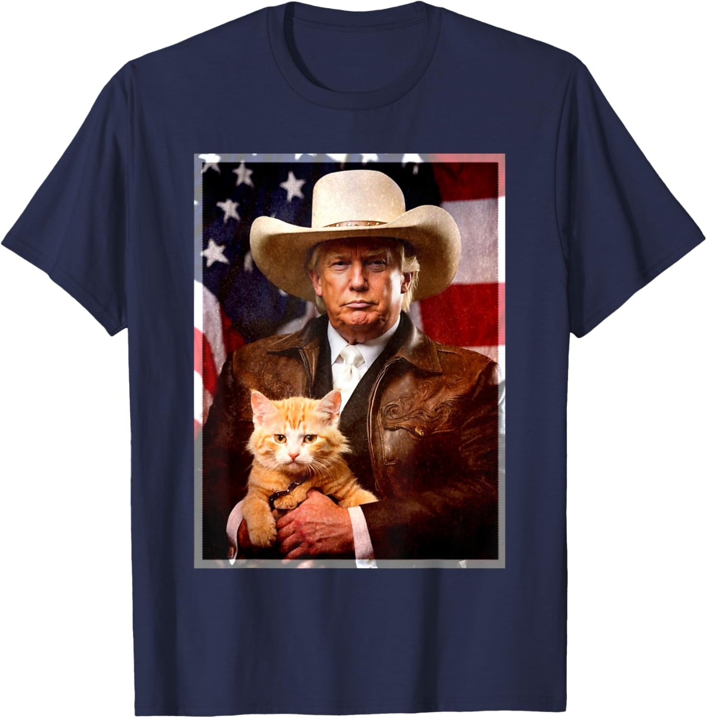 Donald Trump Cat Shirt Funny Cowboy Trump 2024 Republican T-Shirt - T-Shirt | Navy