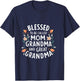 Blessed to Called Mom Grandma and Great Grandma Boho Flower T-Shirt - T-Shirt | Navy