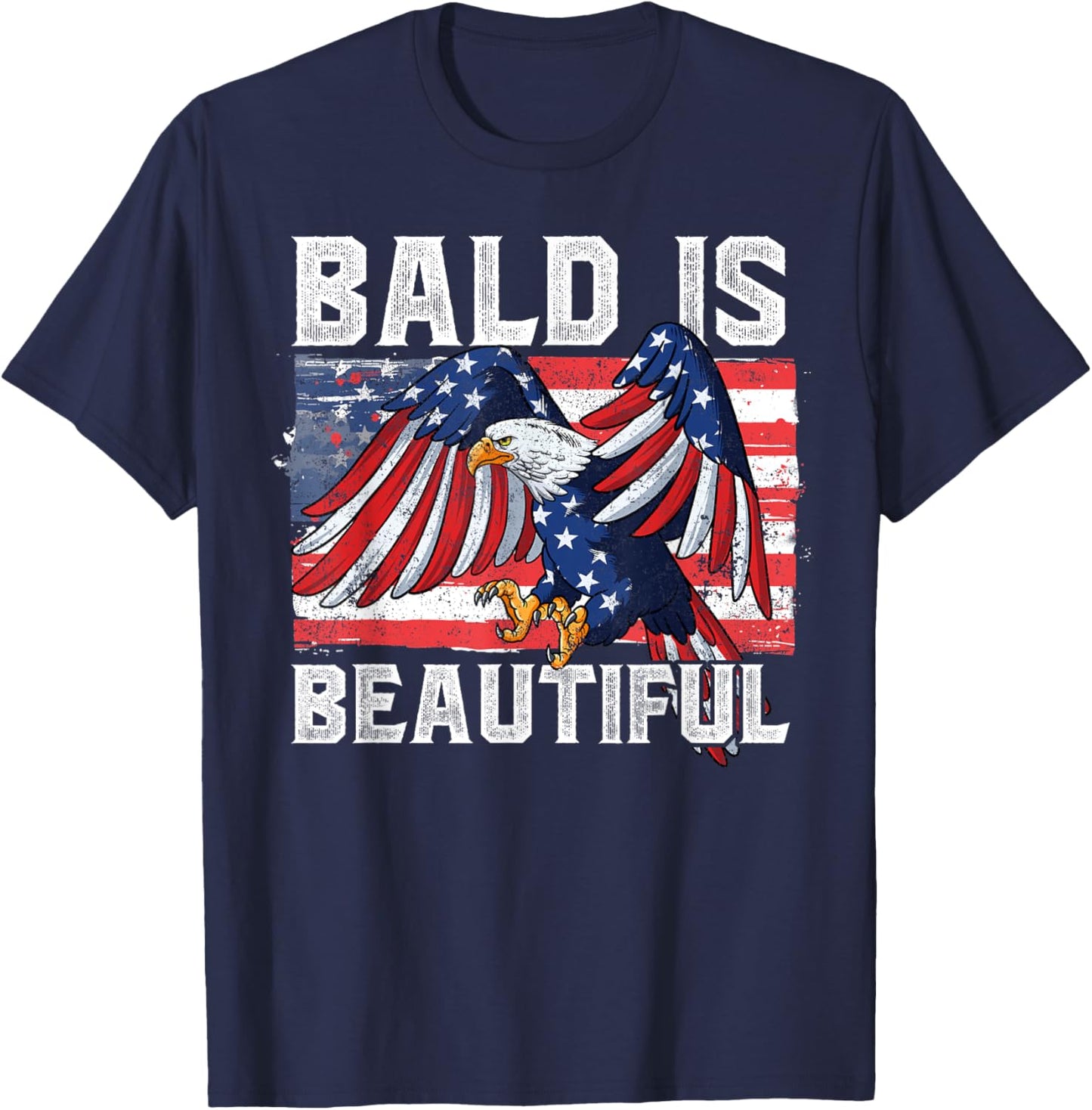 Bald Is Beautiful 4th Of July T-Shirt - T-Shirt | Navy