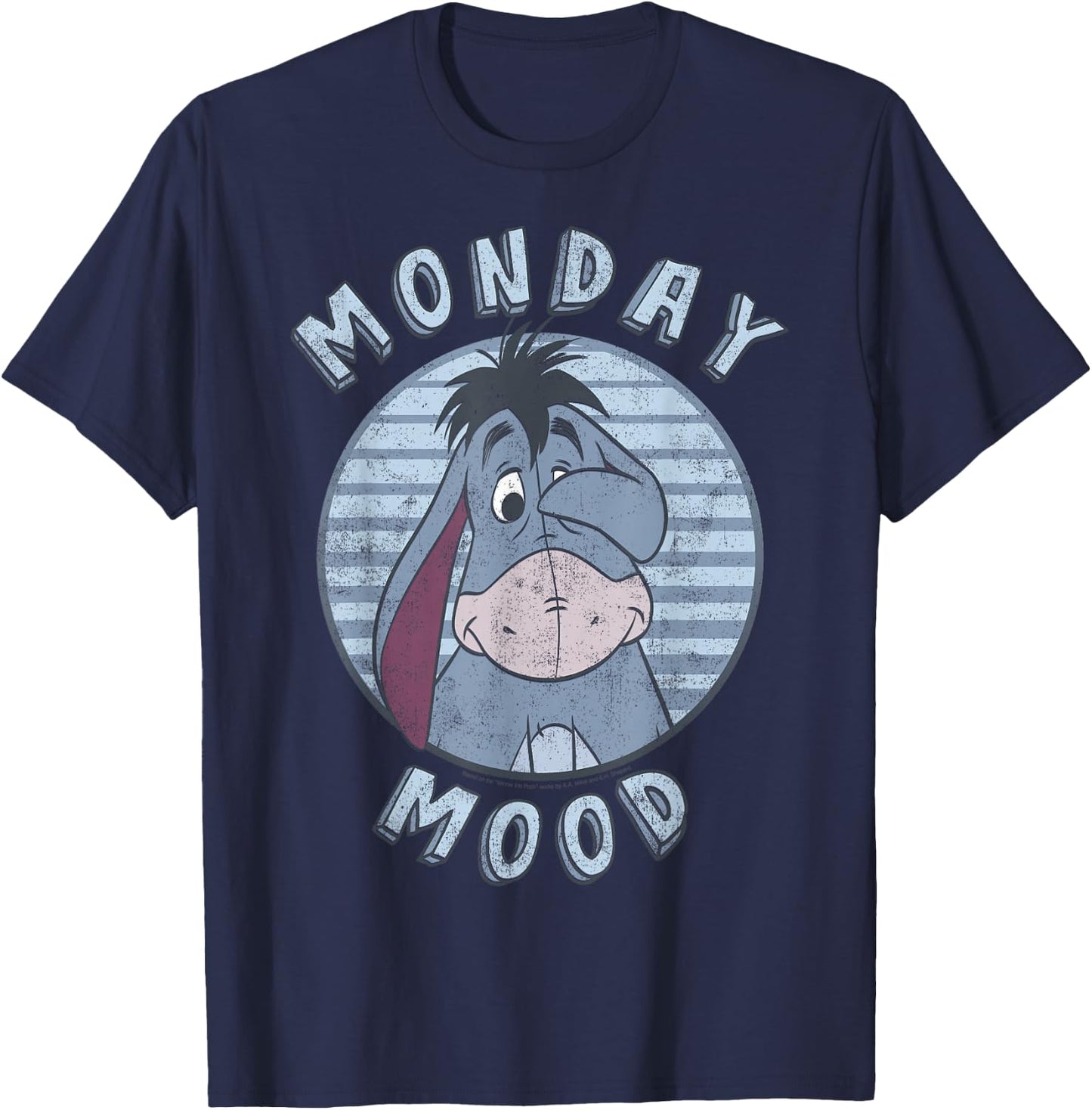 Disney Winnie The Pooh Eeyore Monday Mood Vintage Circle T-Shirt - T-Shirt | Navy