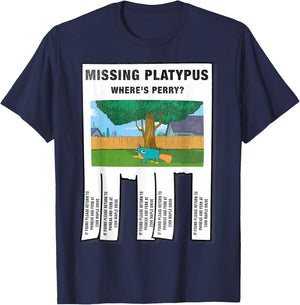 Disney Phineas and Ferb Missing Platypus Poster Small T-Shirt - T-Shirt | Navy
